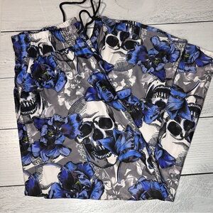 Skull and Floral Print Lounge Pants